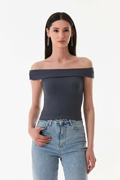 Fulla Moda Osnovni Madonna Ovratnik Modal Bluza