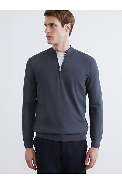 LC Waikiki Nevavm Farkıyla Southblue Anthracite Knitwear Flat Collar Men's Sw...