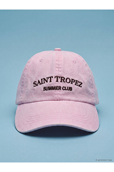 LC Waikiki Pink Saint Tropez Embroidered Women's Cap Hat