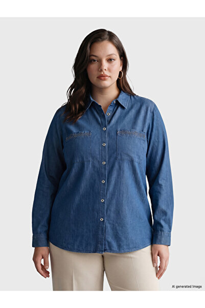 LC Waikiki Two Mt Shop Quality Embroidered Women's Jean Shirt