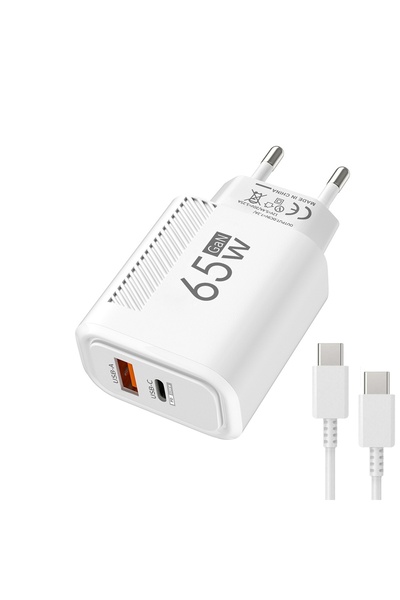 Choice EU White 1M Cable USB C GaN Charger 65W QC3.0 Fast Charging Phone Char...