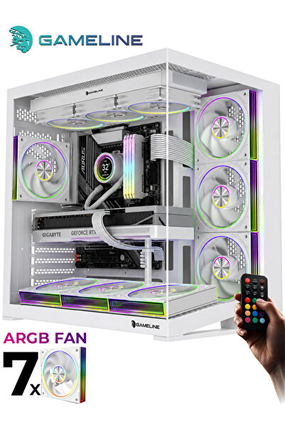 GAMELİNE V2 Grand Premium 7x ARGB PWM Fan Kumandalı USB 3.0 Gaming Bilgisayar...