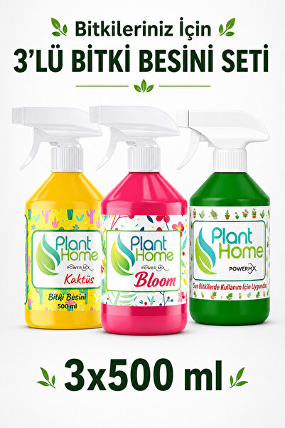 Plant Home Power Mix Bitki Besini Üçlü Set Power Mix Bloom Kaktüs 3x500 ml