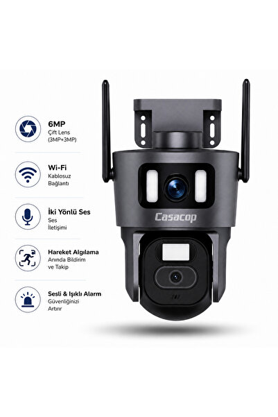 ELFA ON TEKNOLOJİ Çift Kameralı Full HD WiFi IP Kamera Dış Mekan IP66 Sesli G...