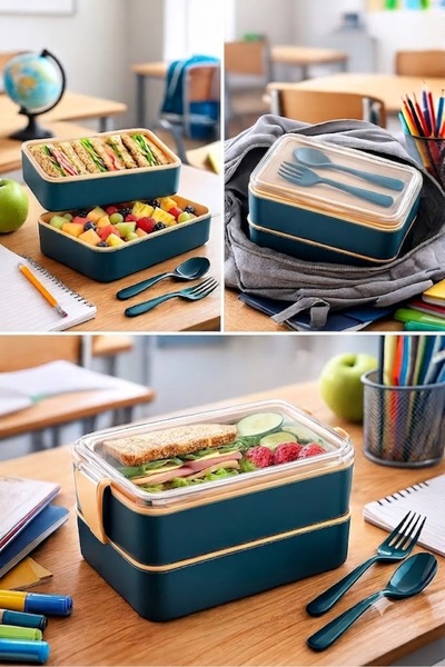 Sowo Home 2 Layers Meal Storage Container Lunch Box Set Athlete Diet Student ...
