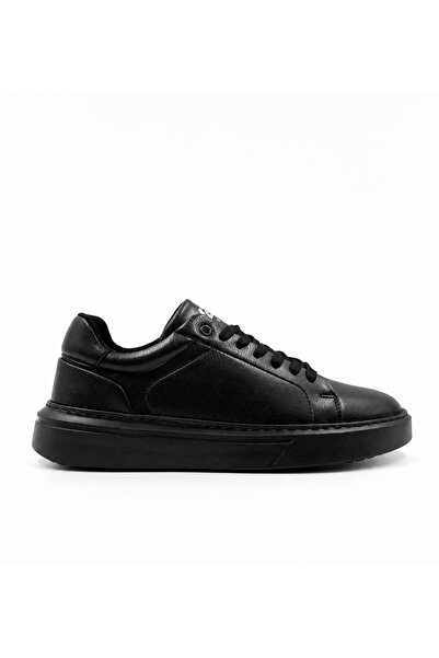 Premium Siyah Erkek Sneaker – Suni Deri, Siyah EVA Taban