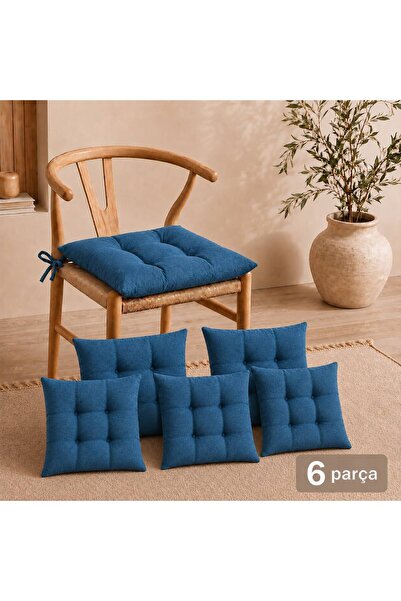 LemonBloom Pofidik 6-Piece Chair Cushion 40X40 cm Dark Turquoise Special Stit...