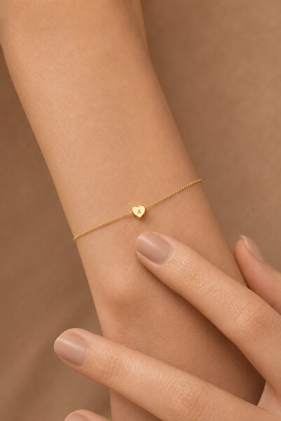 Nox Jewelry 925 Ayar Gümüş Kalp Bileklik Gold-18-20