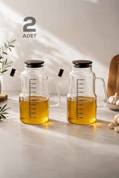 Porsima Lm-0107 Evora Covered Borosilicate Glass 2-Piece Oil and Vinegar Pot ...