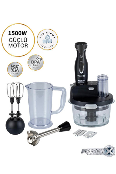 TEFAL 1,5litre Geniş Cam Hazneli Mutfak Robotu Blender Seti - Dilimleme Rende...