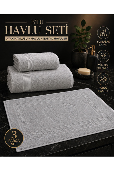 TEXTİLES MAGİC LAMP Magic Lamp Grand Luxury Premium 3-Piece Bath Towel Set