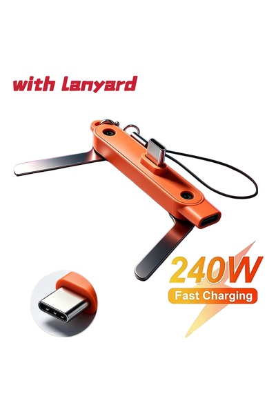 Choice Orangebracket 1Pcs 240W 2-in-1 USB C to USB C Fast Charging Foldable S...