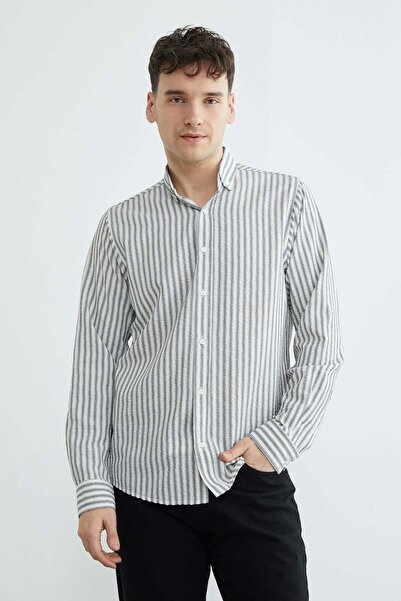 Fulla Moda Striped Seersucker Shirt