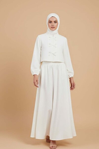 HAKKE Bow Detailed Flowing Skirt Hijab Set