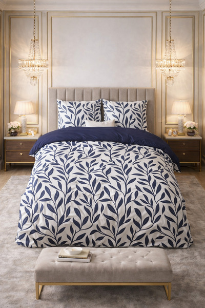 Sleeptime Pure Lenjerie de pat single, bumbac 100%, 2 piese, 140x200/220 cm – Blue Willow Blue