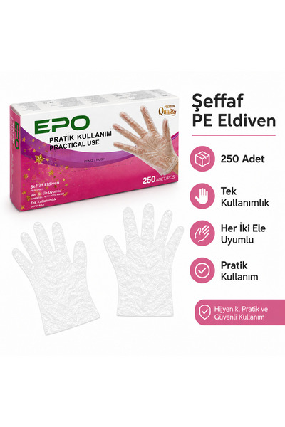 Genel Markalar Tek Kullanımlık Şeffaf Eldiven 250'li Large/Standart Beden - H...