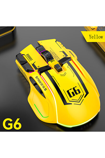 Choice1 فأرة ألعاب ميكانيكية سلكية صفراء FreeWolf G6 بدقة 12800 نقطة في البوص...