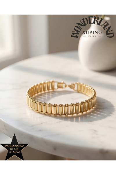 XUPING JEWELRY Boru Hasır Kadın Bileklik 19 cm Genişliği 10 mm - 14K Altın Re...