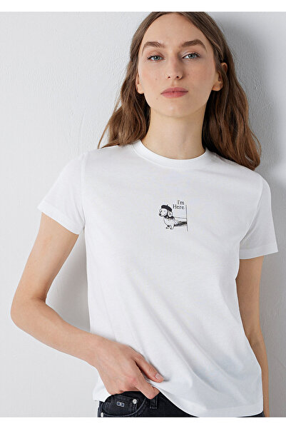 Mavi Printed Ecru T-Shirt Semi Slim Fit 1614287-70057