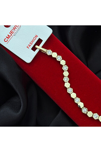 olvera shine Cm Jewelery Antiallergenic Zircon Stone Honeycomb Bracelet Gold/...