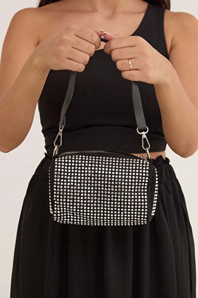 Fulla Moda Stone-Embellished Zippered Handbag