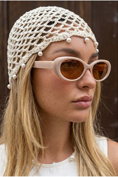 Eyesofia Uovo Oval Vintage Model Unisex Cream Brown Luxury Sunglasses
