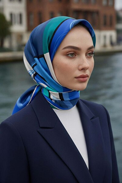 Vissona Silk Twill Geometric Pattern - Mint Green 90X90 Scarf Planting Shape:...