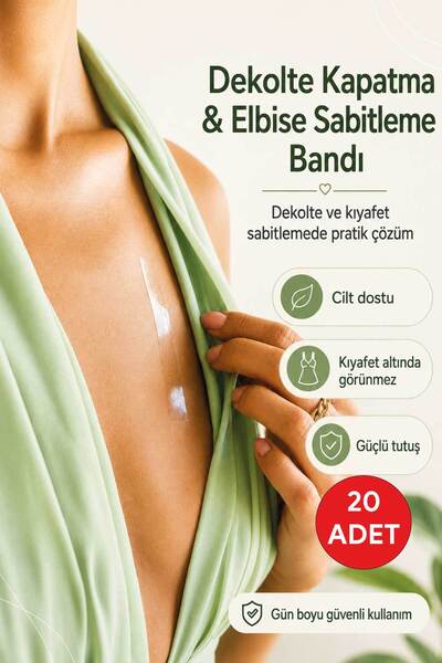 FixCaps Dekolte Kapatma ve Elbise Sabitleme Bandı 20 Adet Çift Taraflı Görünm...