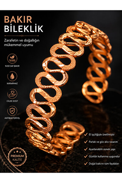 gulflower nude 2+Ring Copper Bangle Handmade Natural Useful for Health Care B...