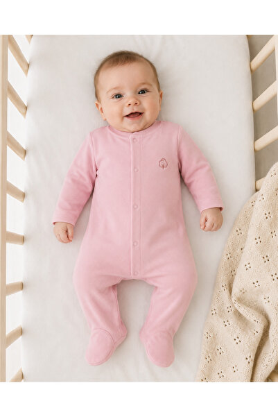 FYB Baby Sleep and Play Romper with Booties and Snap Fasteners, 100% Cotton