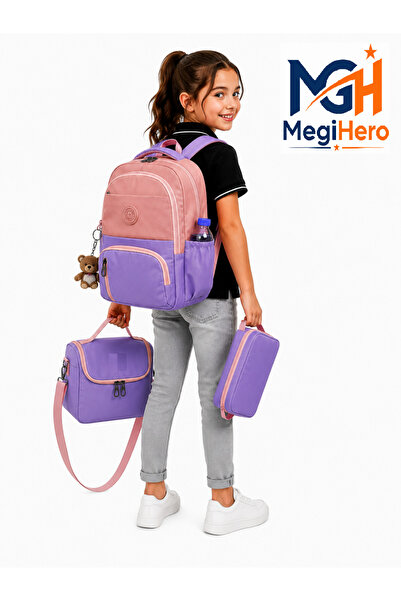 MegiHero İlk Okul Çantası 3'lü Set Suya Dayanıklı Çocuk Sırt ilkokul Çantası ...