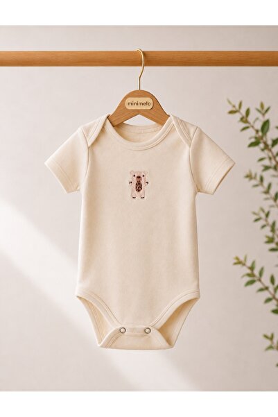 MİNİMELO BABY Nakışlı Bebek Zıbını %100 Pamuk Çıtçıtlı Body