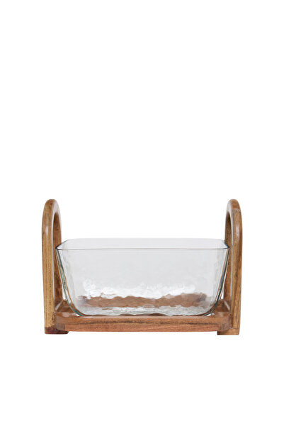 Yargıcı Mango Ağacı Standlı Cam Dikdörtgen Servis Kasesi(30x20x18 Cm)