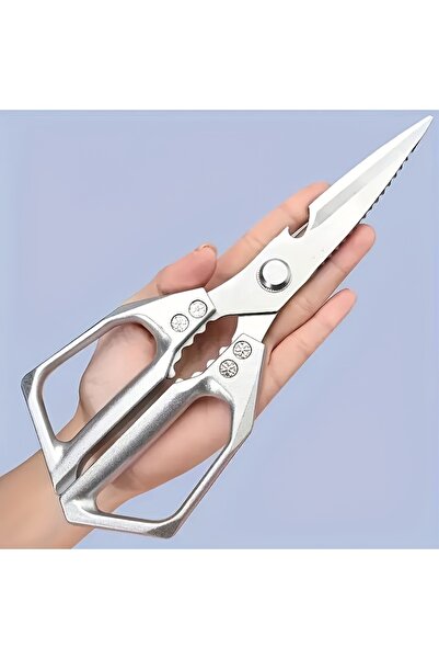 Choice Silver Stainless Steel Kitchen Shears for Meat Fish and Poultry Commer...