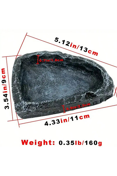 Choice Round Triangle 1 Pcs Realistic Stone - like Reptile Feeding and Water ...