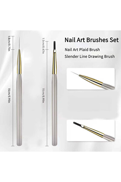 Choice Nail Art Brush 2PCS 1/2PCS French Plaid Nail Art Brushes Set - Line Gr...