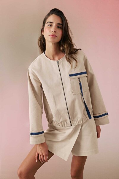 Roman Beli Lastikli Bomber Bej Y2417501_024