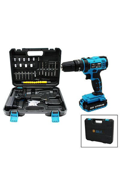 Go İthalat BANCO BN-5 STANLIY MAVİ 24W PROFESSIONAL ŞARJLI DARBELİ MATKAP SET...
