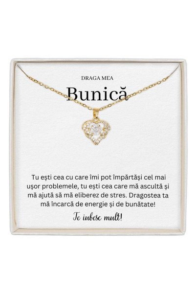 The Jewel Heart Cadou True Love Auriu Special pentru Bunica de Ziua Ei, Colie...