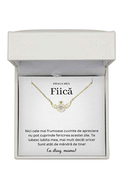 The Jewel Heart Colier Guardian Angel cu mesaj special pentru fiică de Ziua E...