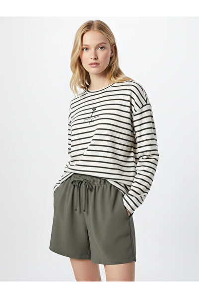 Xint Kadın Haki Pamuk Dokulu Oversize Sweatshirt