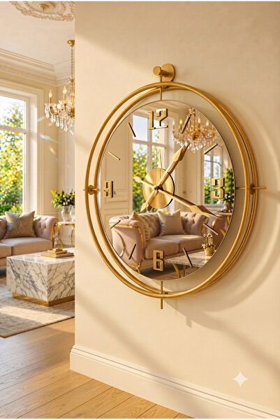 Mgs SAAT- DUVAR SAATİ- TİNATTİ GOLD BRONZ TÜRK AYNALI DUVAR SAATİ