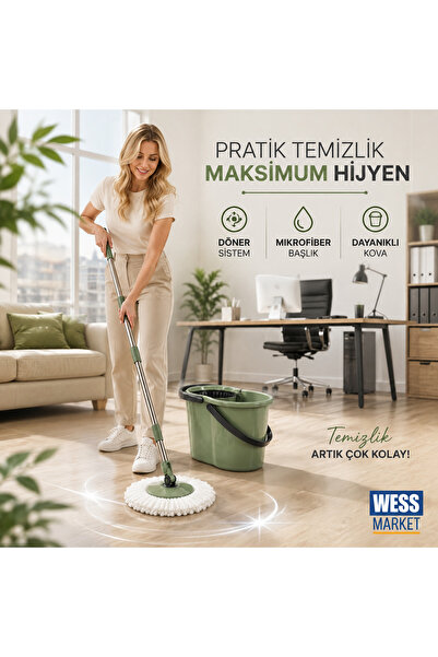 Planet Spin Mop Klasik Shrink TEMİZLİK SETİ 19 Lt YEŞİL