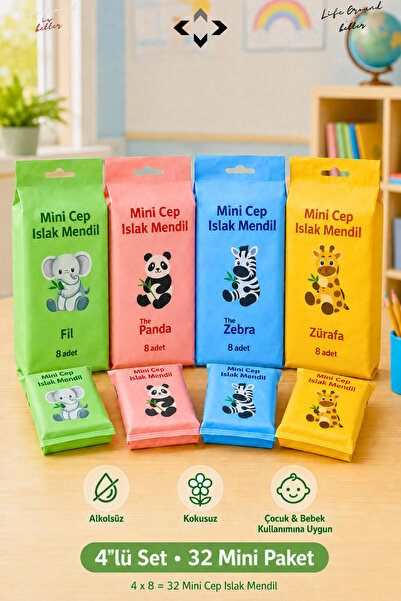 LİGROUND 4X8 32 Pack Mini Pocket Wet Wipes Unscented Cleaning Cloth Portable ...