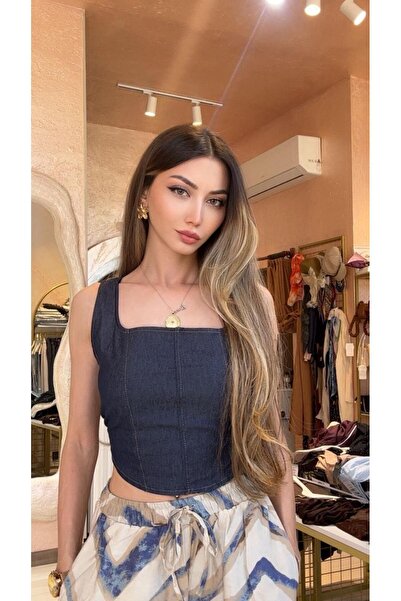 SÜSLÜ BUTİK ESNEK KOT BLUZ