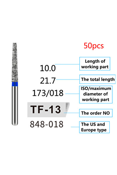 Choice19 TF-13 50Pcs/Bag Dental Diamond Burs Drill FG 1.6mm Bur For High Spee...