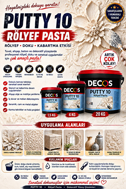 DECOS Putty 10 - Rölyef Macun Pasta 1,5 Kg