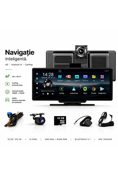 goBERA Sistem navigatie auto 10.26 inch, Conexiune 4G, Android 13, ADAS, 8-Co...