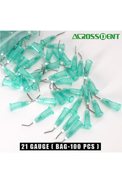 choice2 21G Green 100 Pcs Pre Bent Dispensing Tip Etchant Resin Flow Composit...