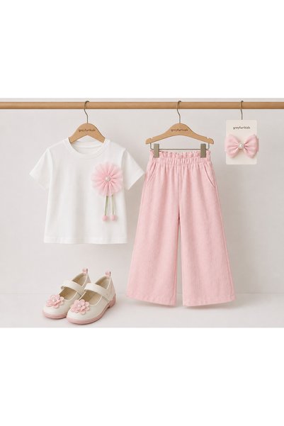 Çarşı Pink Girls' Set with Tulip Accessories